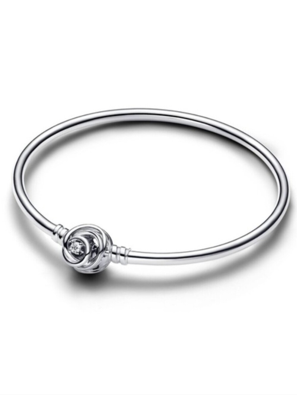 Pandora Moments Encircled Clasp Bangle In Silver Approx 2.75" Diameter New